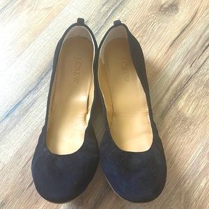 J. Crew black leather/suede flats. Size 8.5, barely worn.
